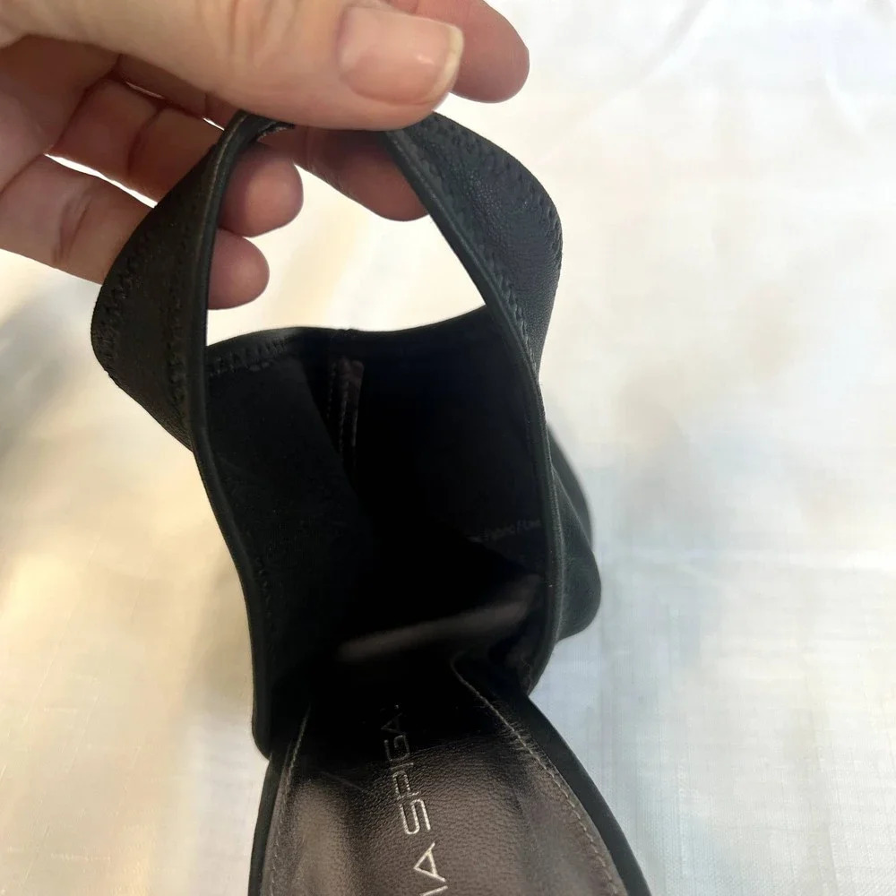 Via Spiga Black Open Toe Slingback Leather High Heels Leather Size 7.5 - Picture 7 of 11